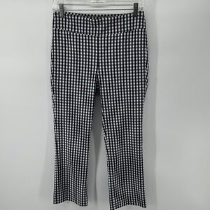 J. McLaughlin Navy and White Checkered Leggings W/Back Pockets Size 6